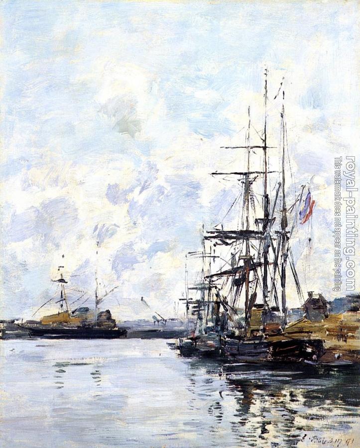 Eugene Boudin : Port, Sailboats at Anchor